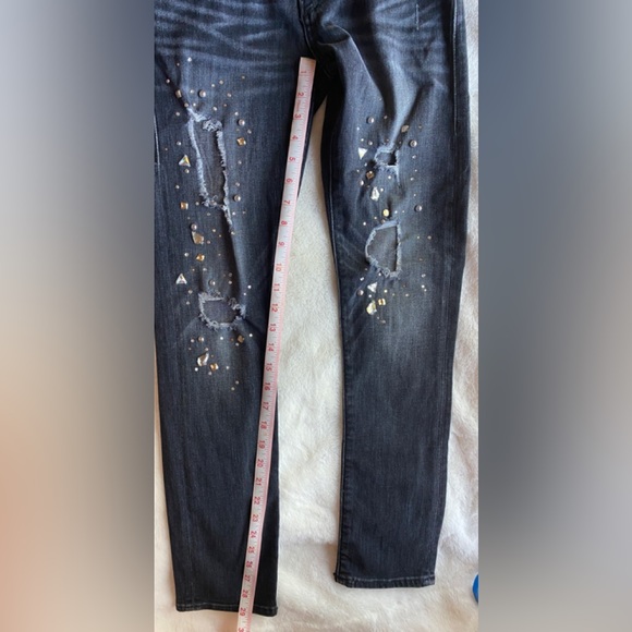 True religion Liv Relaxed Skinny Crystal Jean Black Smog Denim - Picture 13 of 16